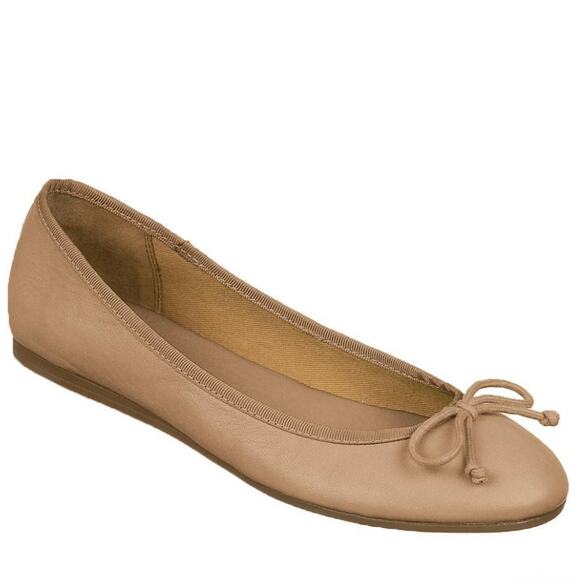 Franco Sarto Shoes - Franco Sarto ‘Zapp’ Women's 8 Nude Tan Leather Bow Ballet Flat Slip On Shoe